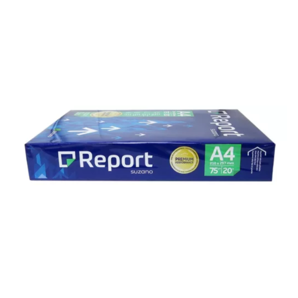 Papel A4 Sulfite 75g/m² - Marca Report Suzano - Tamanho 210mm x 297mm - Resma c/ 500 Folhas