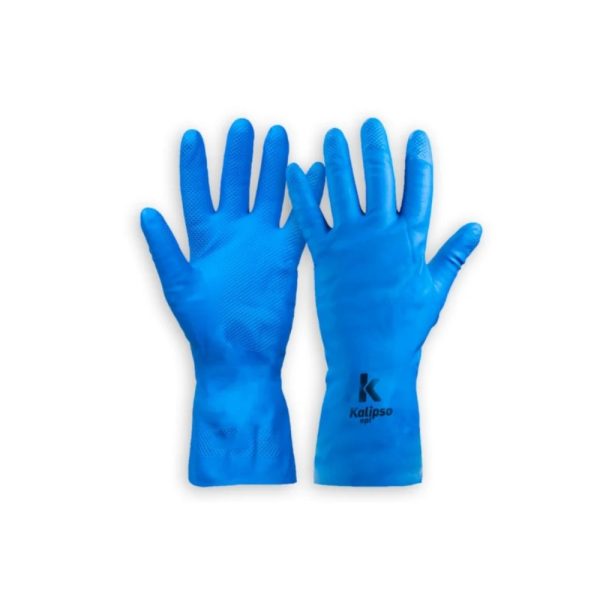 Luva de Látex Super Silver - Multiuso - Cor Azul - Marca Kalipso - Pacote c/ 12 Pares