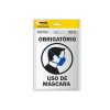 Placa de Sinalização - Adesivo Acrílico - Marca Pimaco -  Uso de Máscara/Distância Segura - Medida 14cm X 19cm - 2 Unidades
